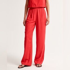 Abercrombie & Fitch Vibrant Red Wide-Leg Pants